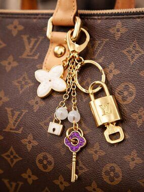 Authentic Louis Vuitton Gold Padlock & Key 🔒 Unbranded Bag Charm Keychain